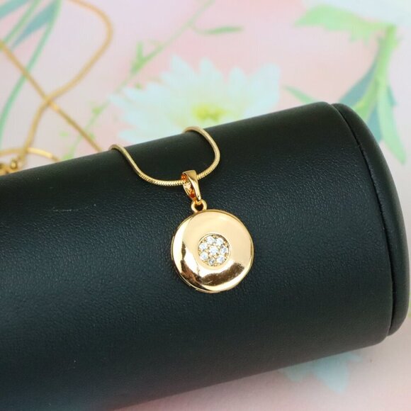 "Rose Gold Round Pendant with Center CZ Stones – Elegant Finish, XPPT1203 - Picture 3 of 13